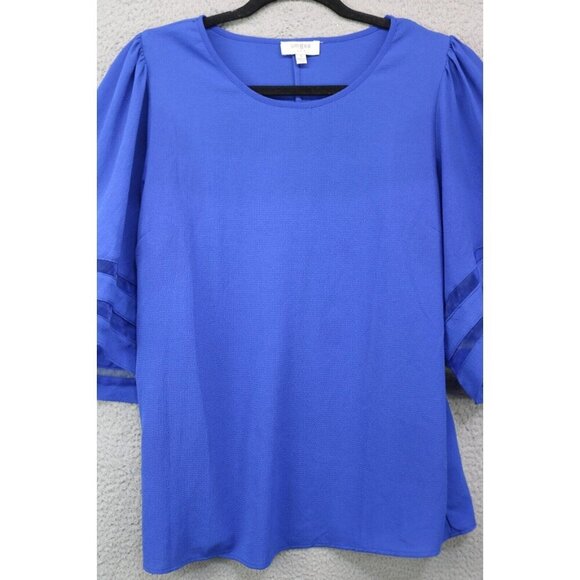 Umgee Royal Blue Bohemian Large Bell Mesh Trim Sleeves Top-Size Small - Picture 2 of 9